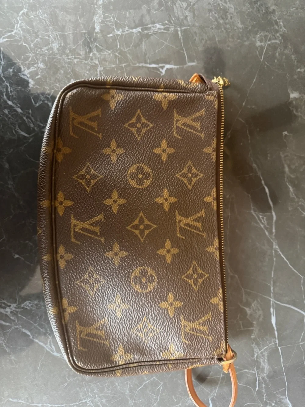 Louis Vuitton Monogram Canvas Mini Pochette with Tan Strap - Picture 8 of 12